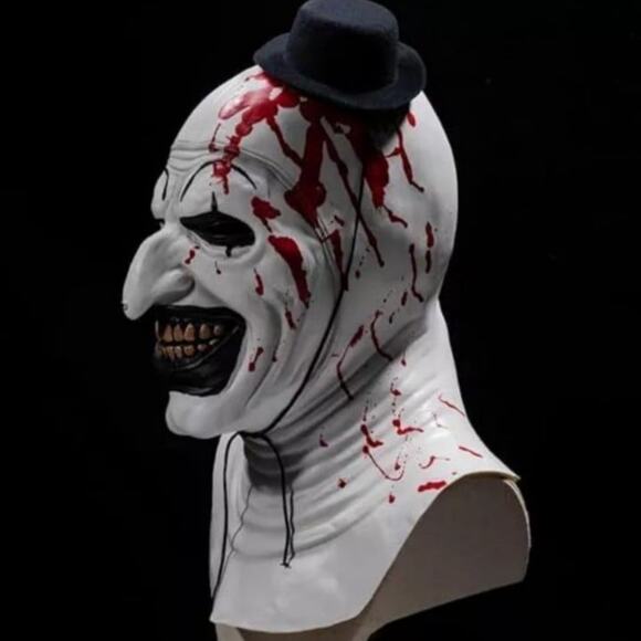 Black Hat Joker Mask Terrifier Art The Clown Cosplay Latex Mask Halloween Props! - Picture 3 of 5